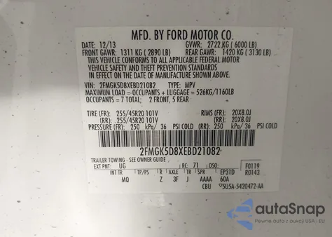 2014 Ford Flex Limited из США, поврежденный, VIN 2FMGK5D8XEBD21082